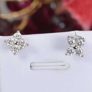 Certified Elegant 4 Stones Moissanite Stud Earrings 925 Sterling